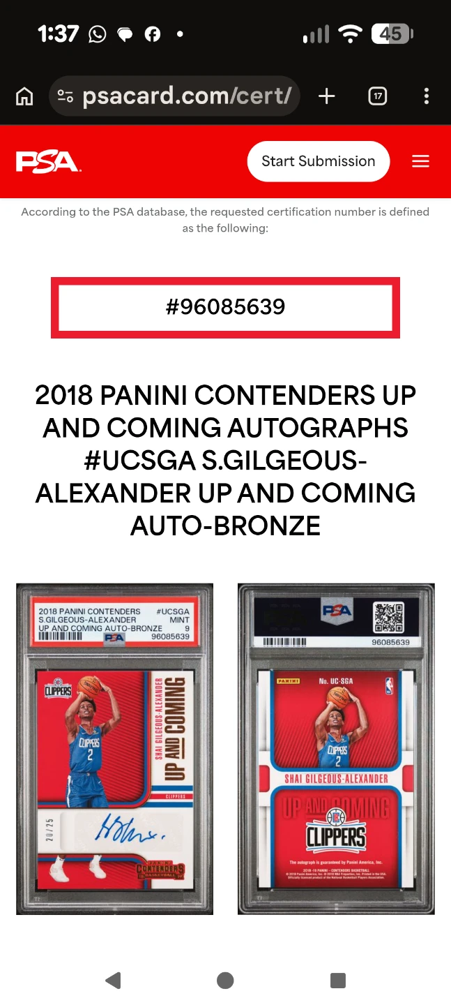 2018 Panini Contenders Shai Gilgeous-Alexander Auto-Bronze Card - photo 5