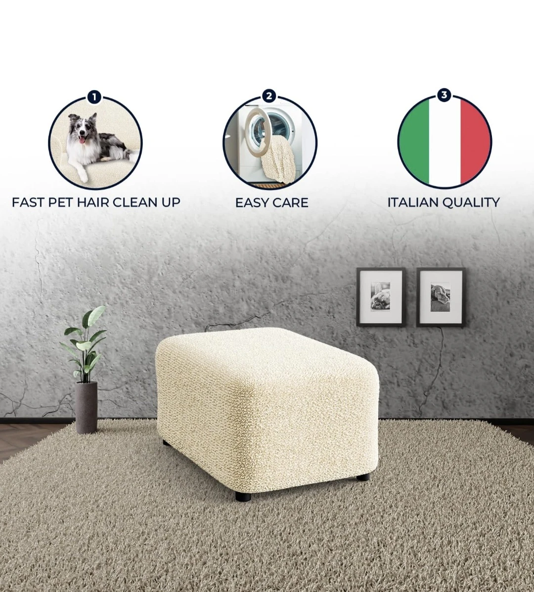 Cream Textured Ottoman Slipcover - photo 4