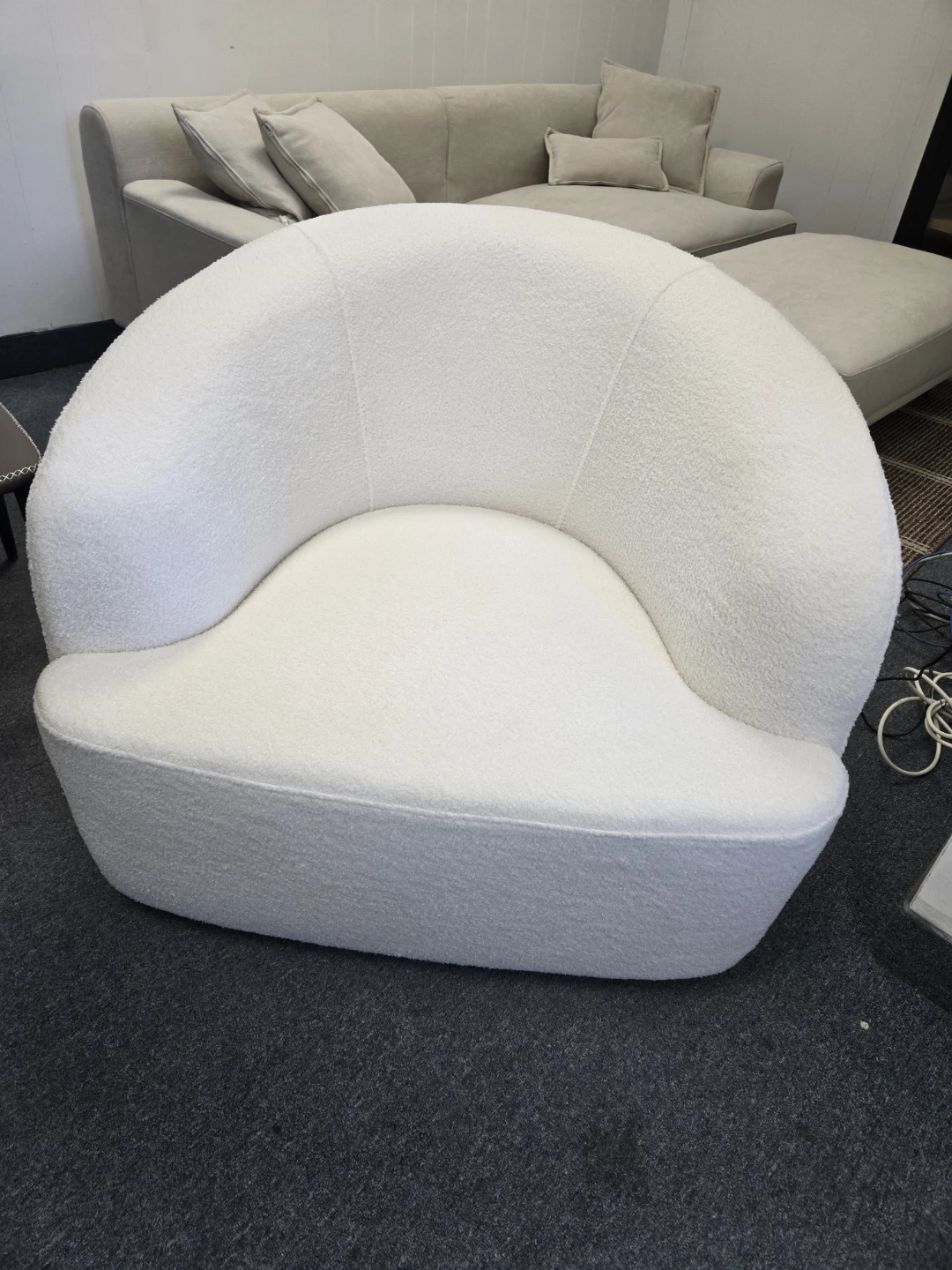 White Bouclé Accent Chair - photo 2