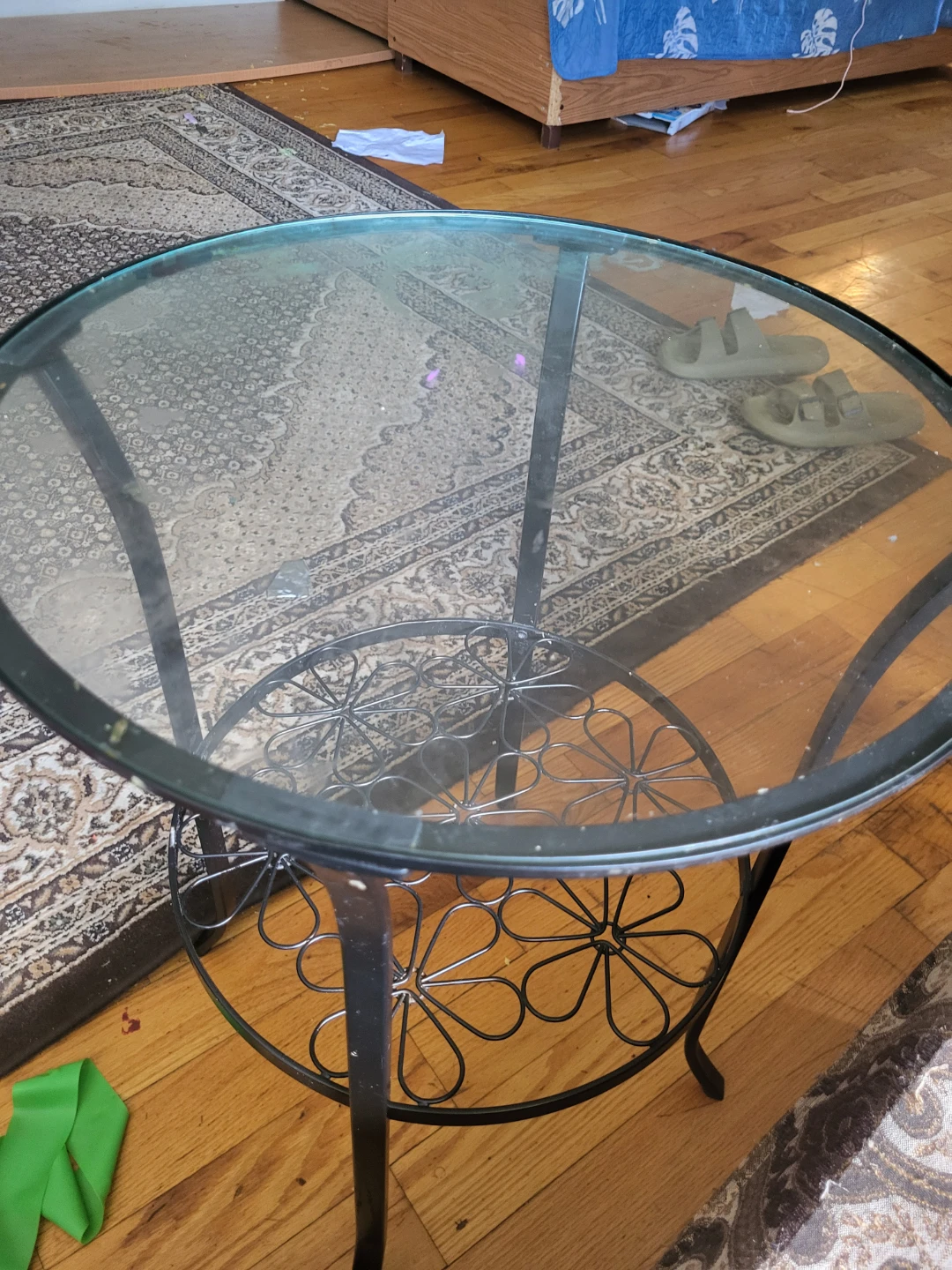 Glass Top Side Table with Metal Base - photo 2