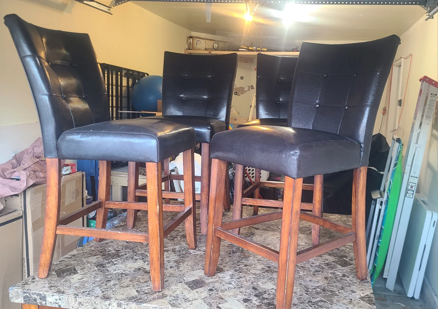 Set of 4 Black Faux Leather Bar Stools - photo 3
