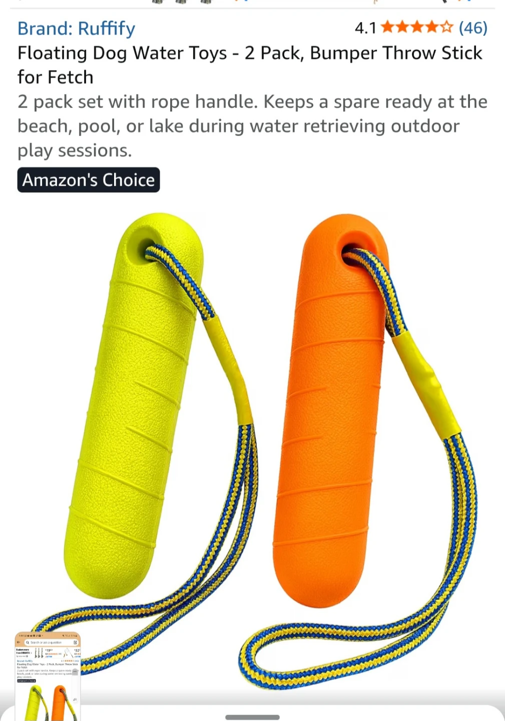 Floating Dog Water Toys -  Bumper Stick for Fetch