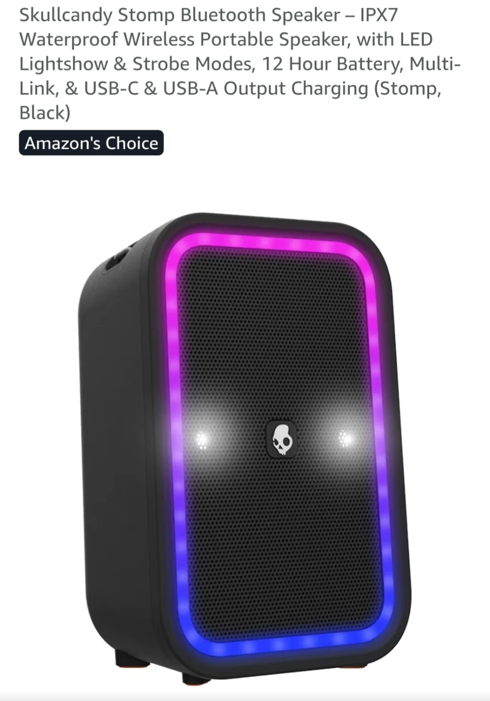 Skullcandy Stomp Portable Bluetooth Speaker - Black