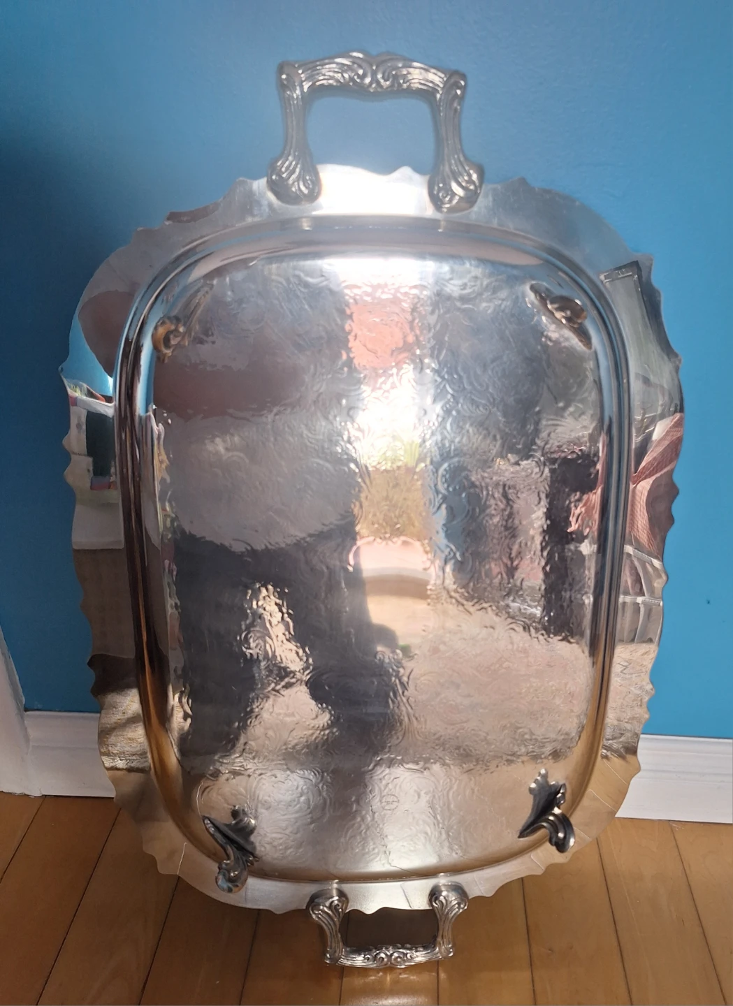 Vintage Silver Plated XL 28" Footed Serving Tray - photo 2