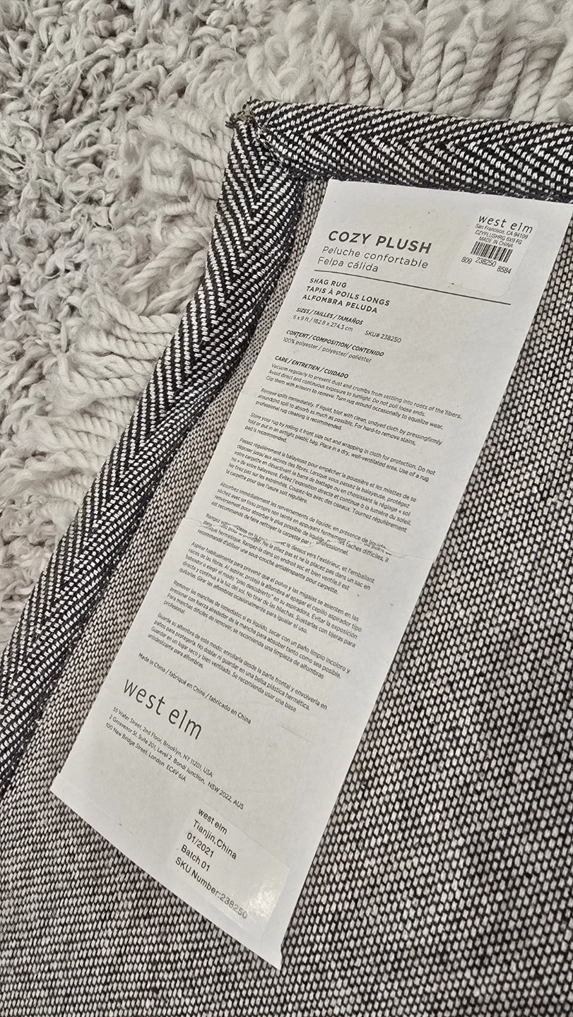 West Elm Cozy Plush Performance Shag Rug, 6' x 9', Frost Gray - photo 2