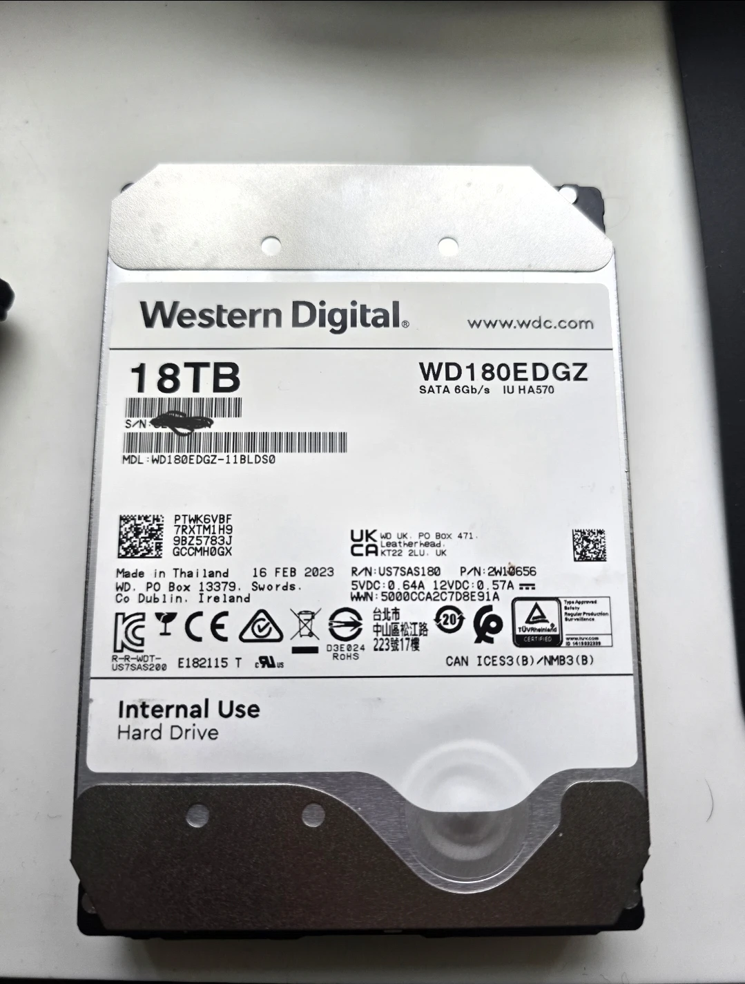 Western Digital 18TB 3.5" SATA HDD 7200RPM-WD180EDGZ