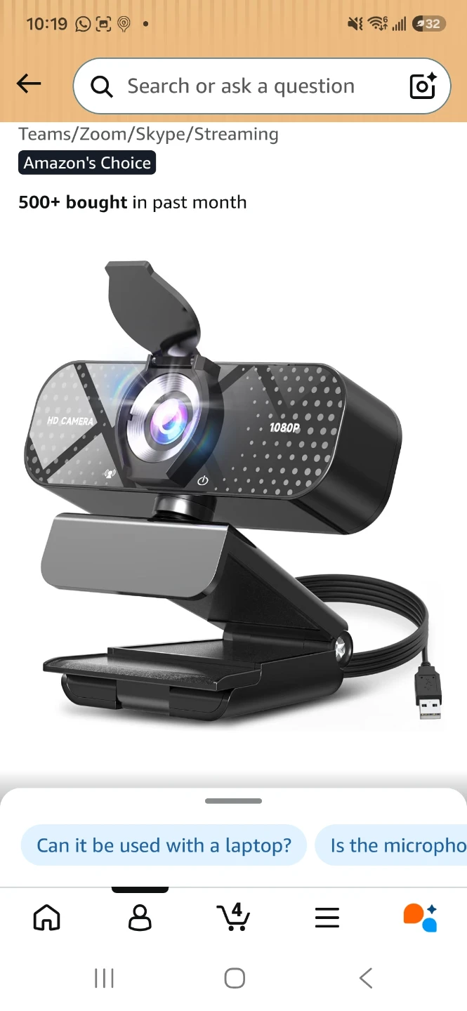 1080P HD Webcam for Teams/Zoom/Skype/Streaming