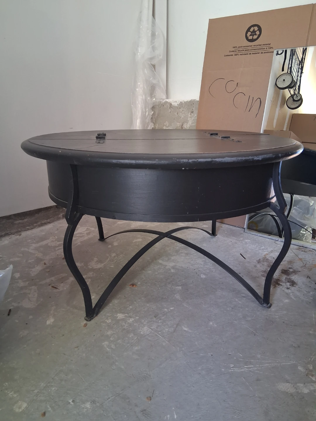 Unique round rustic coffee table
