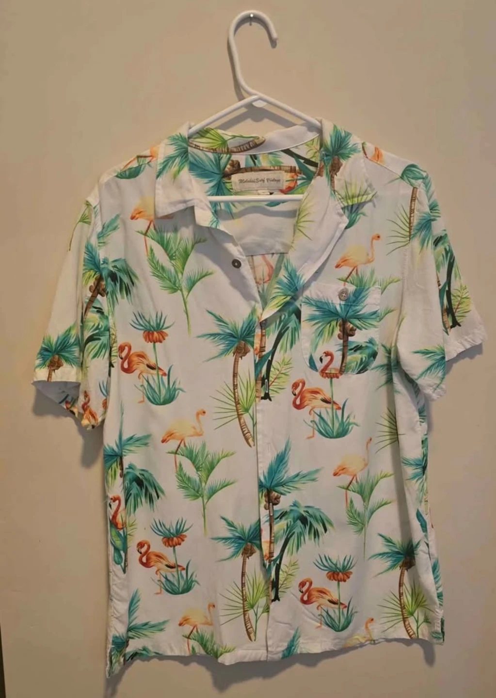 Mens Hawaiian /  Flamingo Button Down Shirt