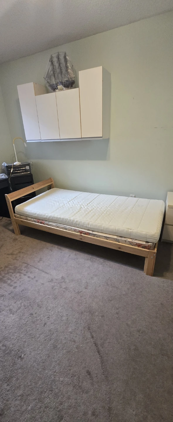 bed with mattress.