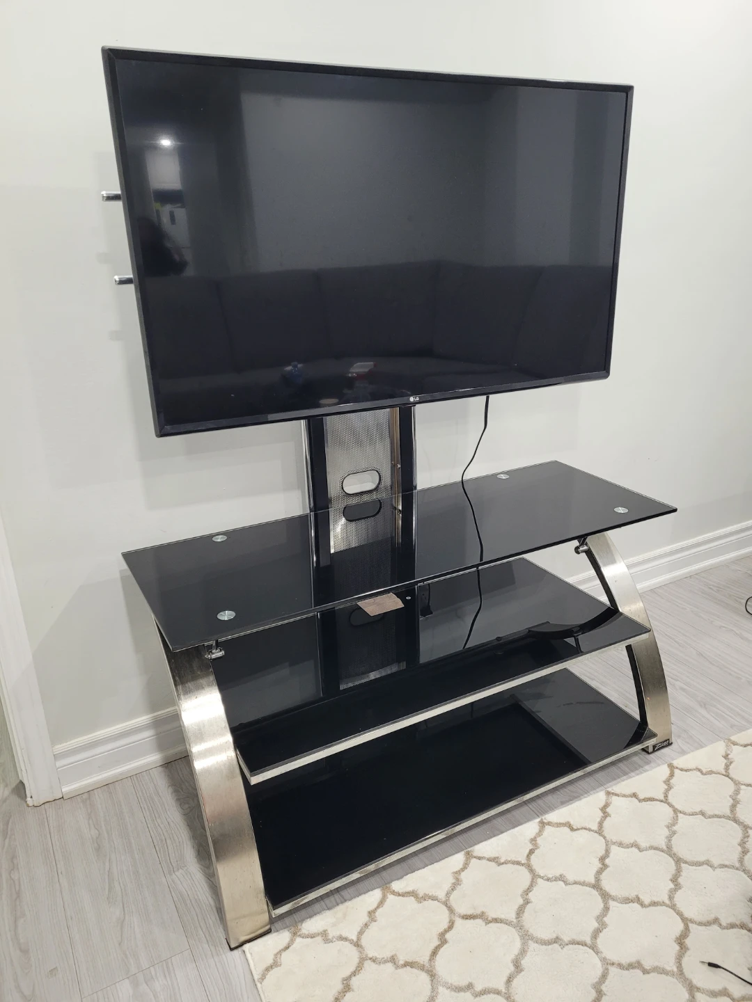 Black Glass TV Stand with Mount