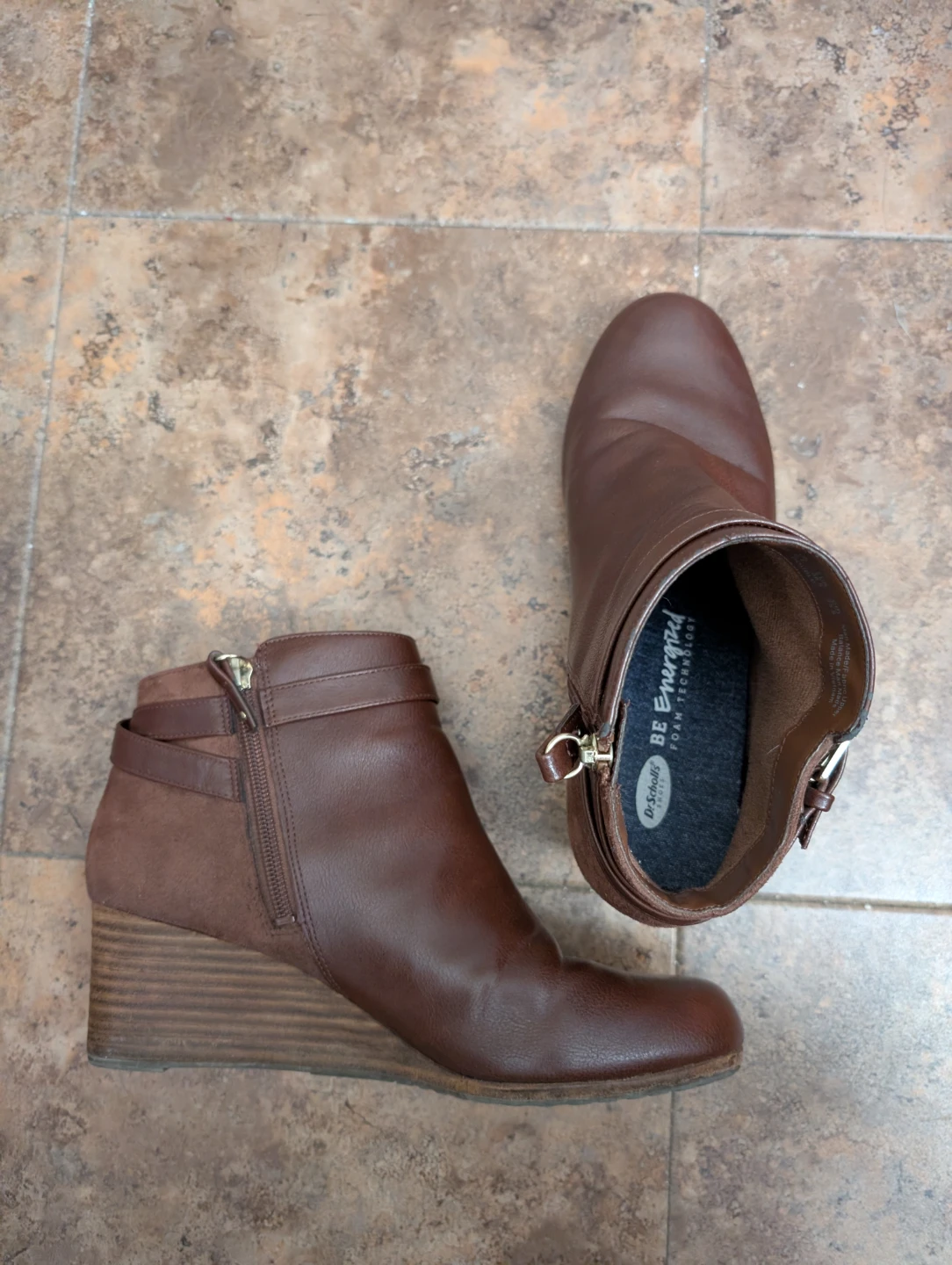 Dr. Scholl's Brown Wedge Ankle Ergonomic Comfy Boots Size 8.5 - photo 3