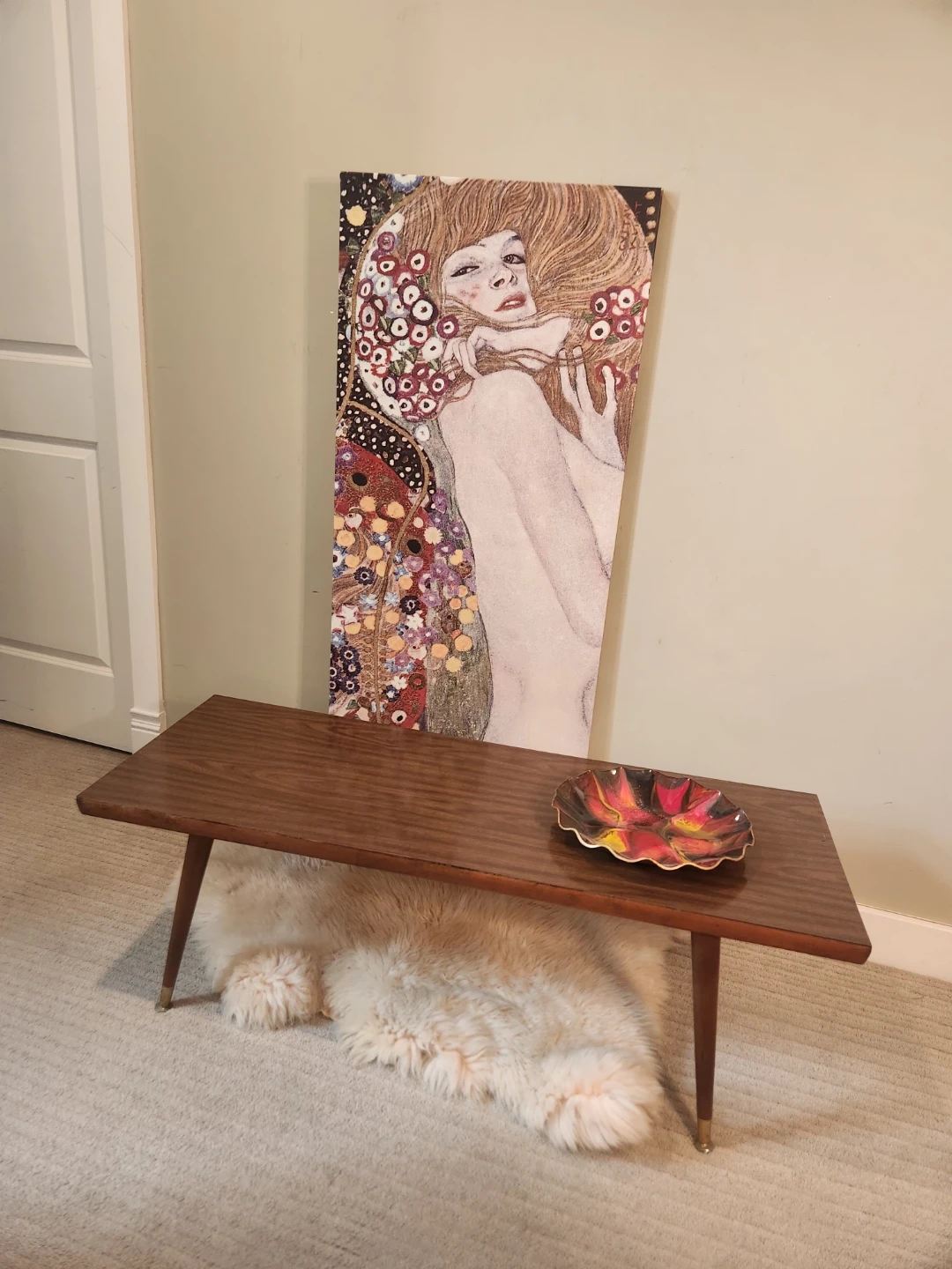 ANTIQUE Wood coffee Table with formica surface.