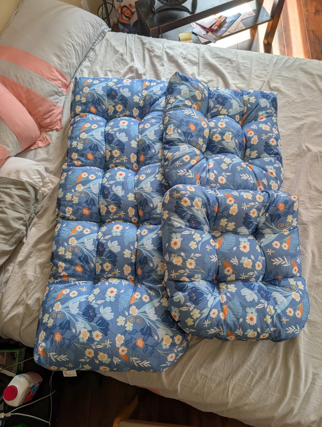 Wicker Set Cushions - 3 Piece Set - Blue Floral