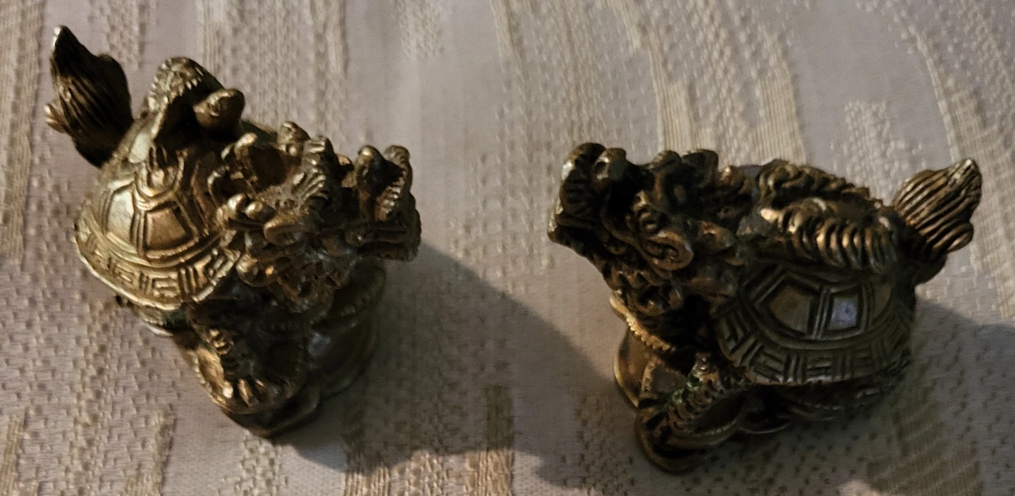 Vintage Brass Chinese Foo Dogs - Set of 2