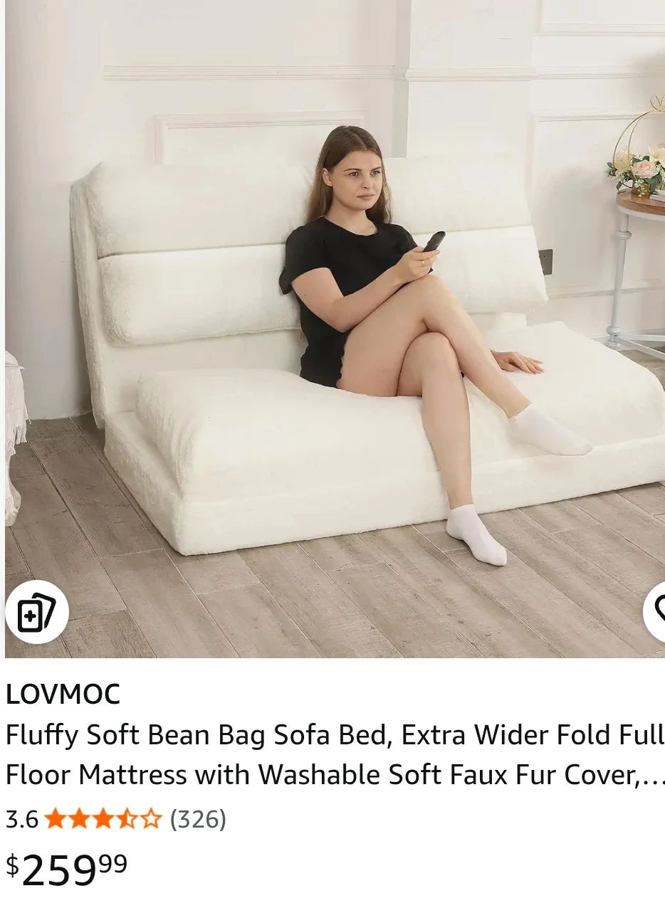 LOVMOC Fluffy Soft Bean Bag Sofa Bed