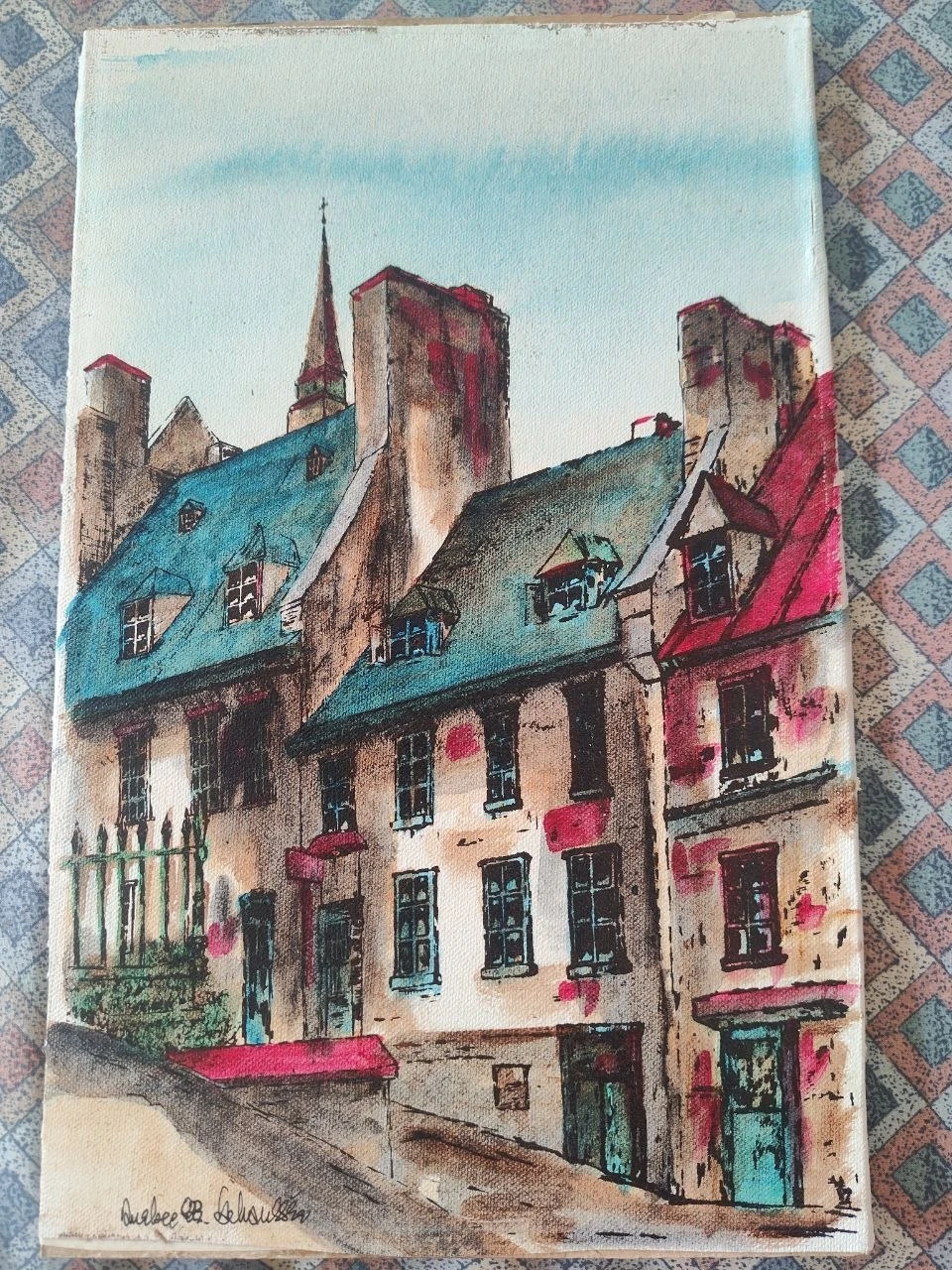 Original Signed Quebec City Street Scene Vintage - photo 3
