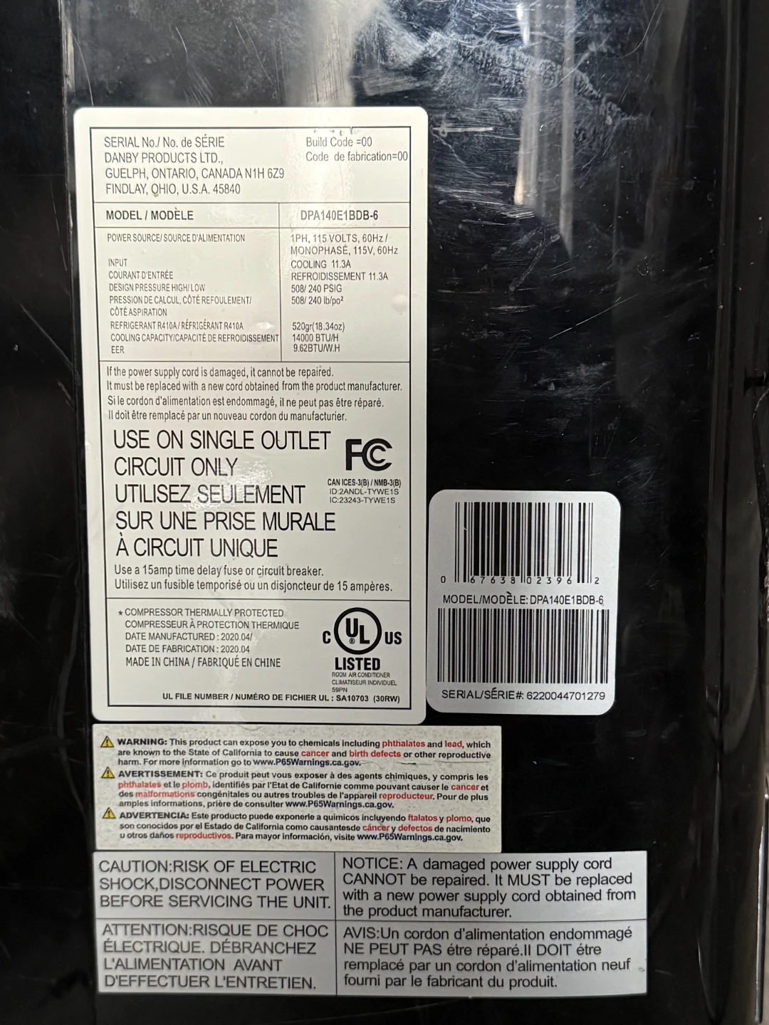 Danby 14000 BTU Portable Air Conditioner Black - photo 2