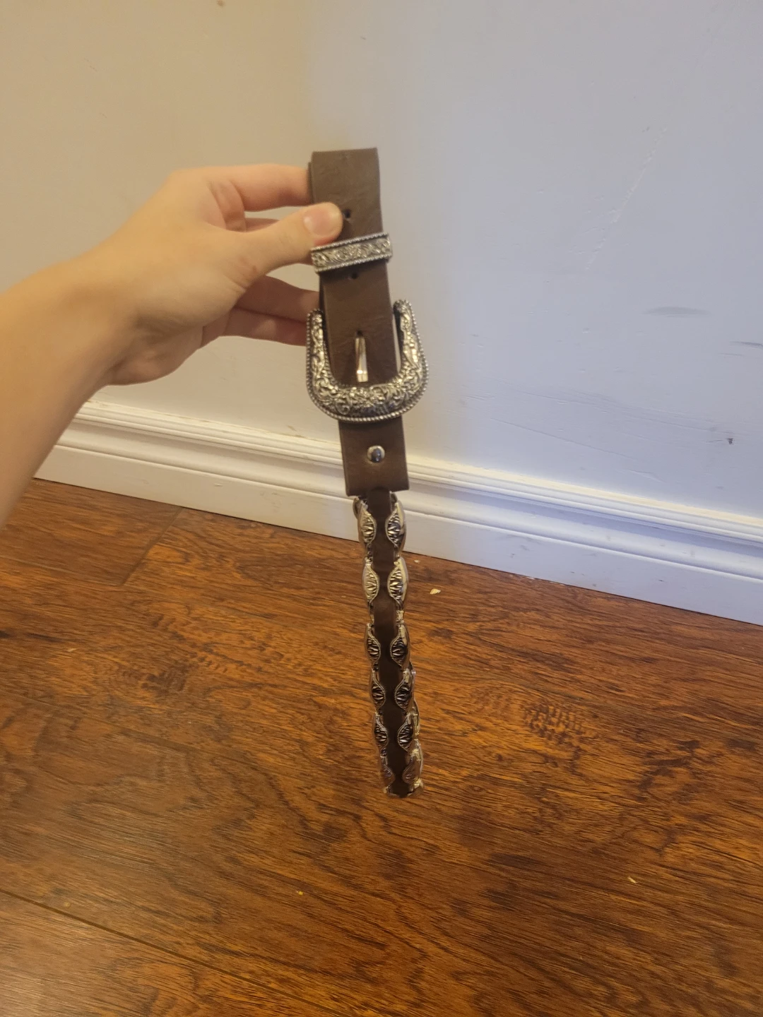 Brown Western Style Belt with Silver Buckle - photo 2