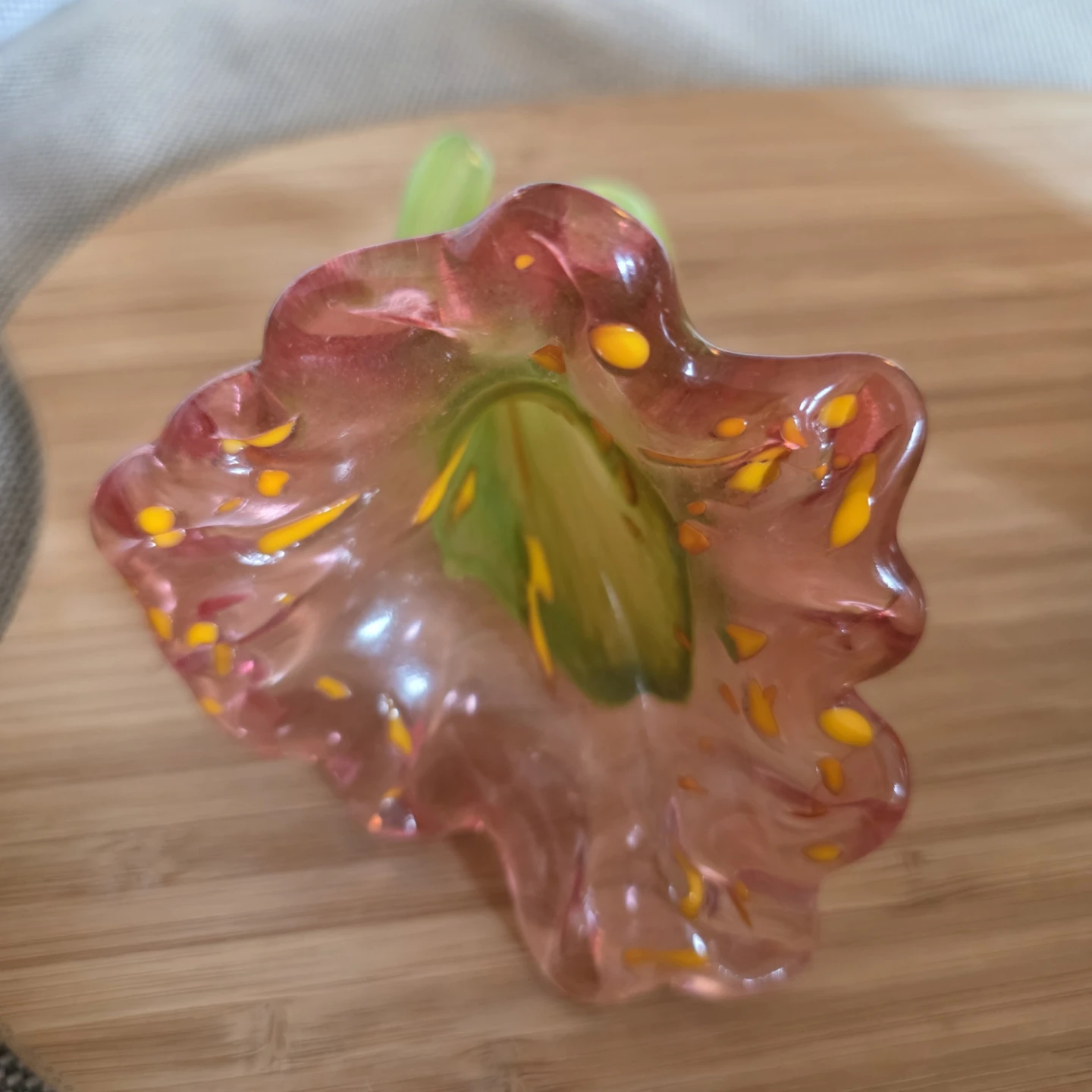 Pink and Green Glass Flower Sculpture - photo 5