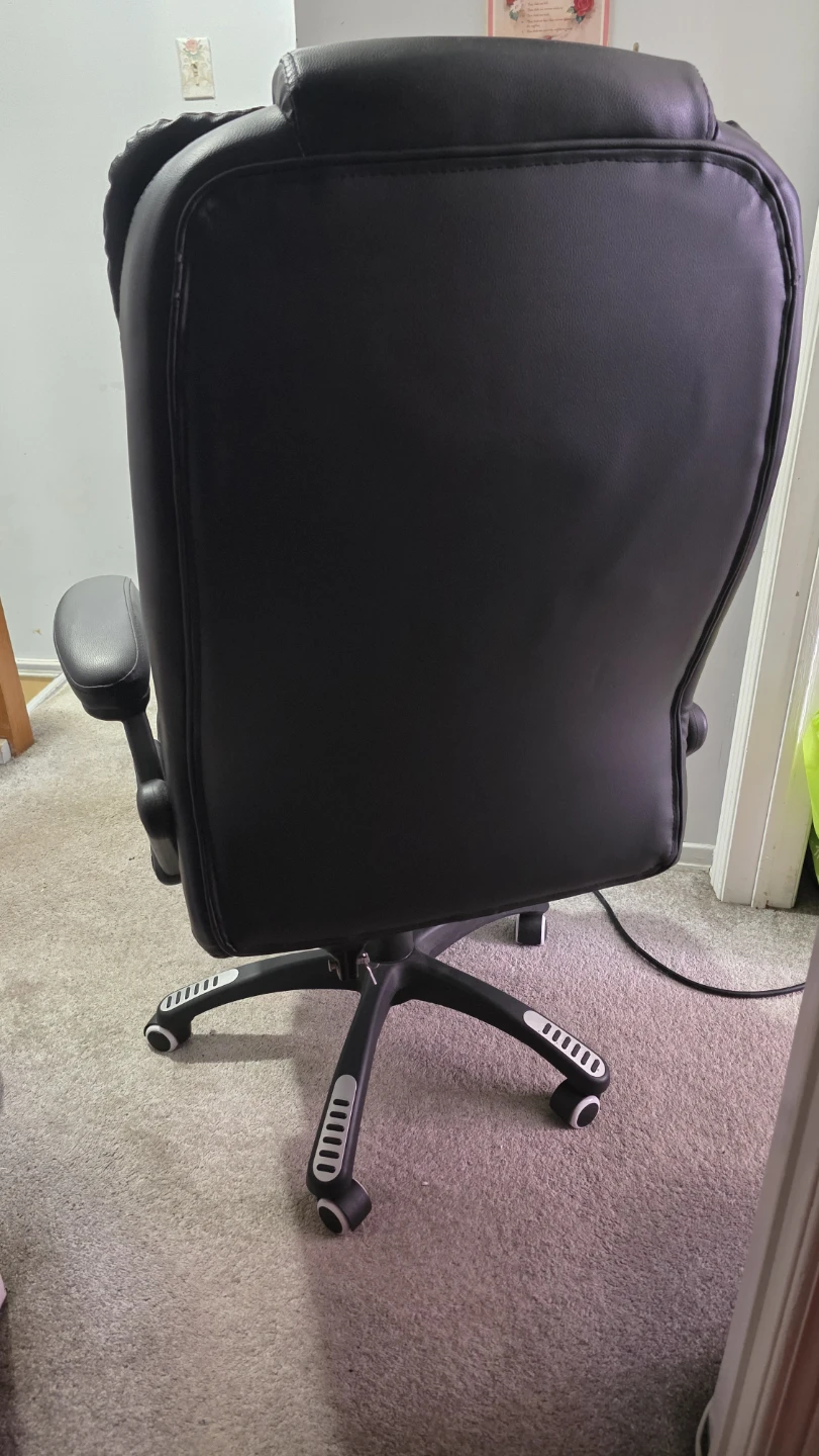 Black Faux Leather Office Chair with Lumbar Pillow - photo 2