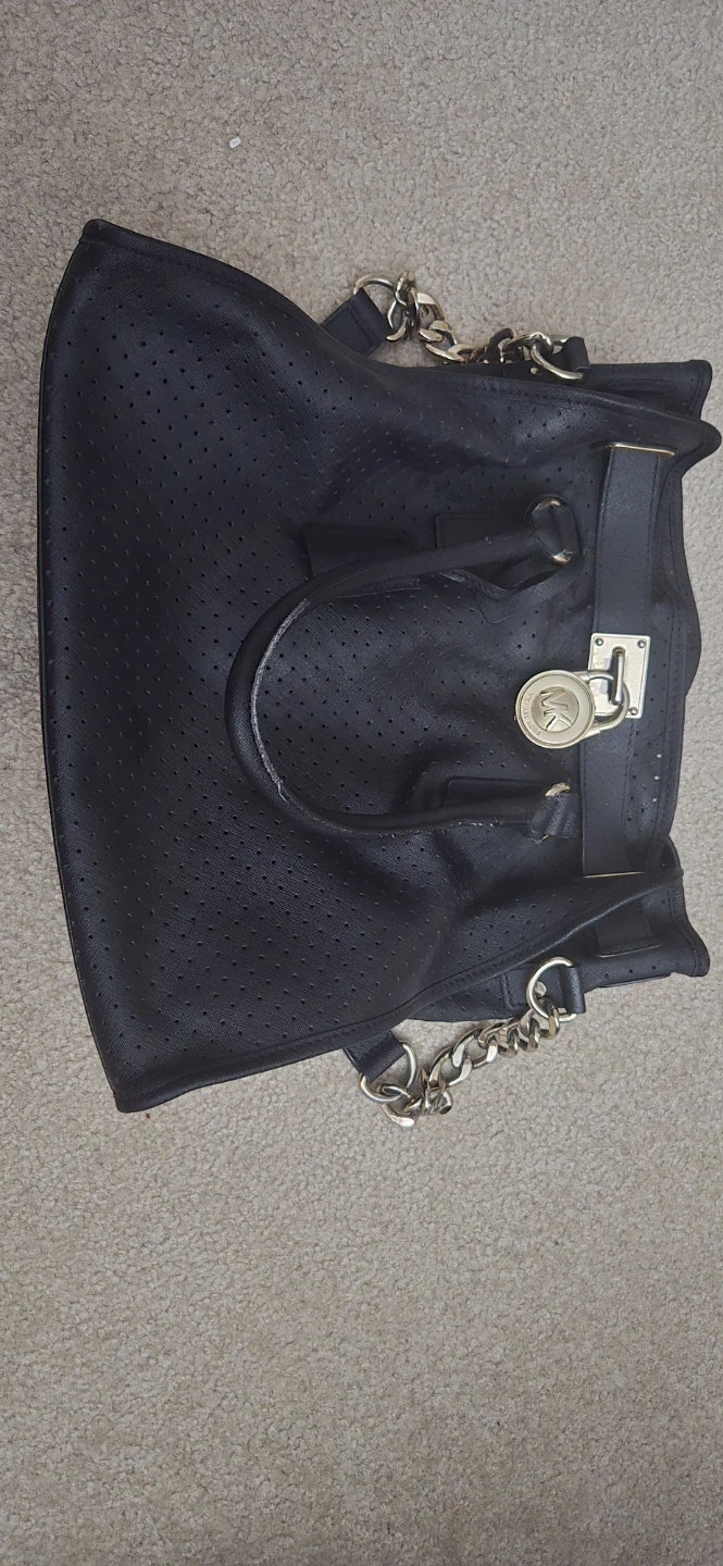Michael Kors Black Perforated Leather Tote Bag