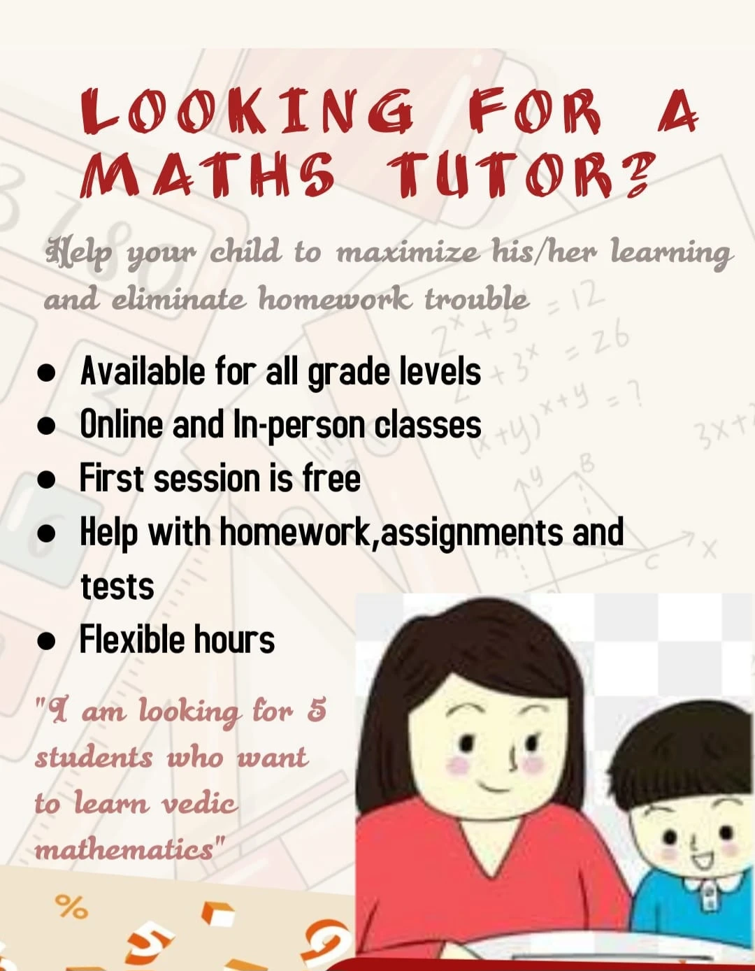 Maths Tutor - Online & In-person Classes