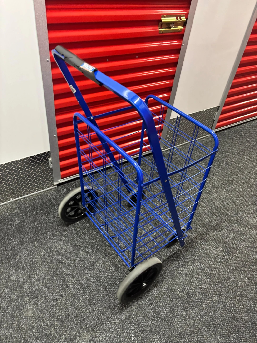 Blue Rolling Shopping Cart