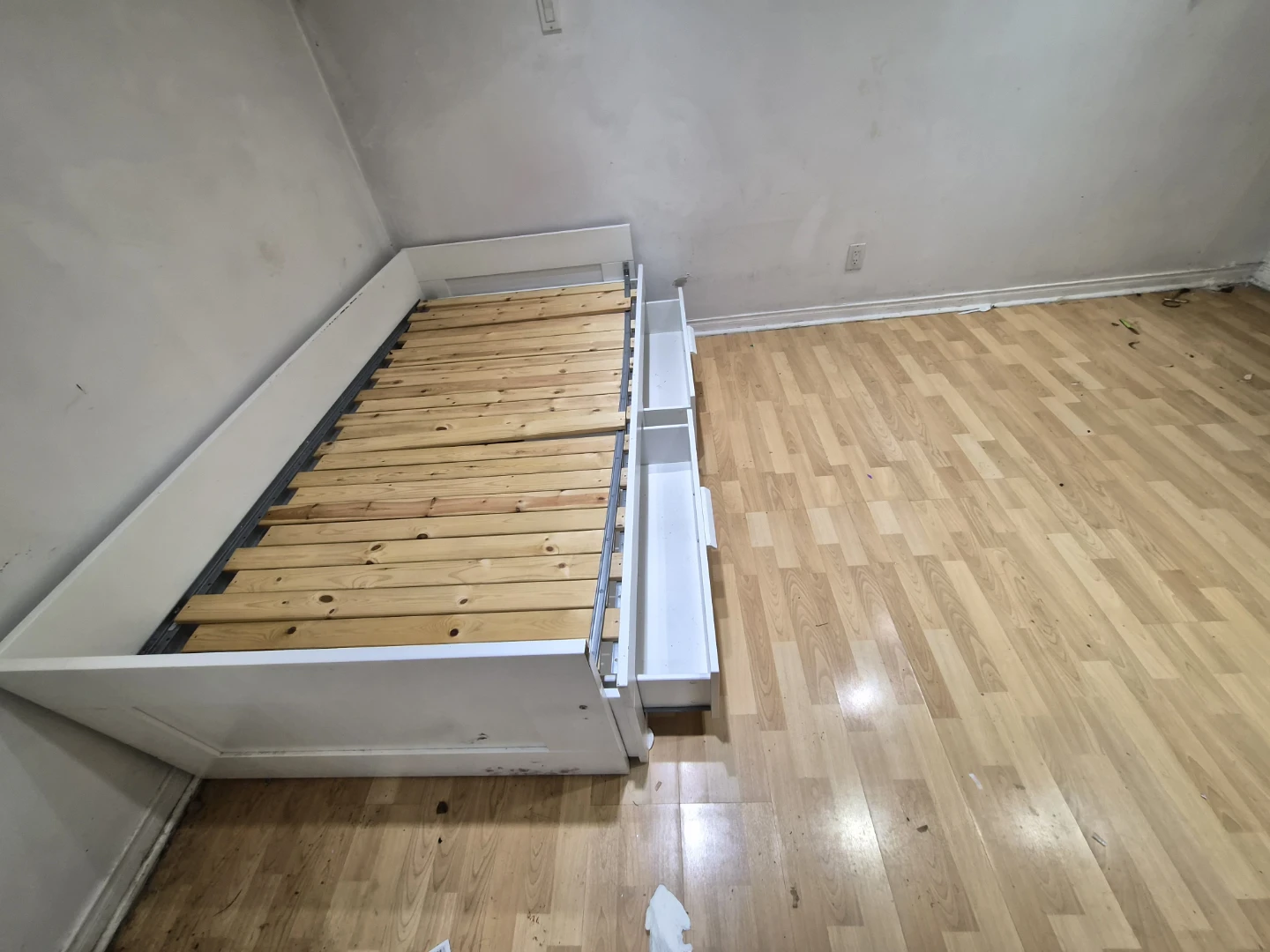White Bed Frame with Storage Drawers