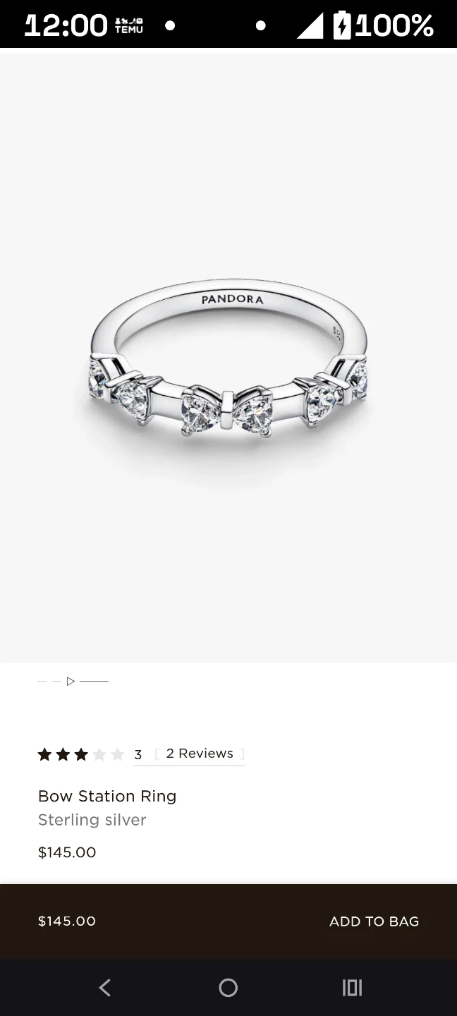 Pandora Bow Station Ring Sterling Silver - photo 2