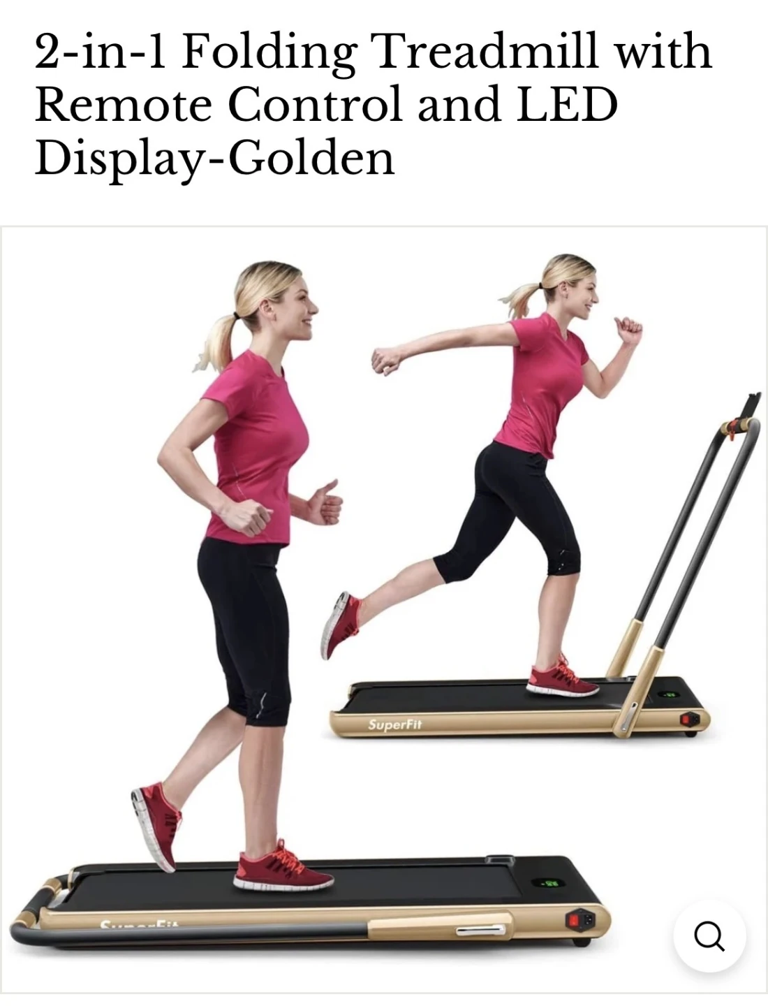 SuperFit 2-in-1 Folding Treadmill with Remote Control
