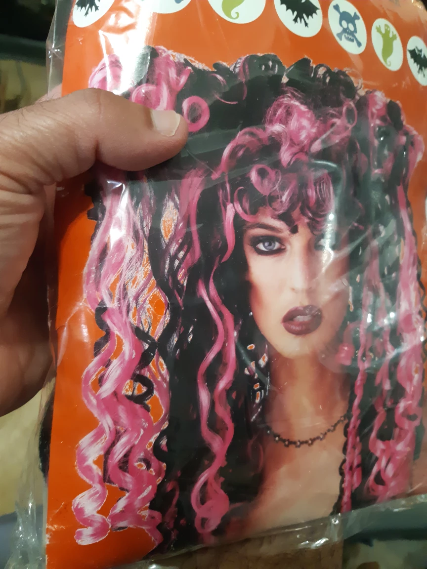 Vampira Witch Wig Black and Pink