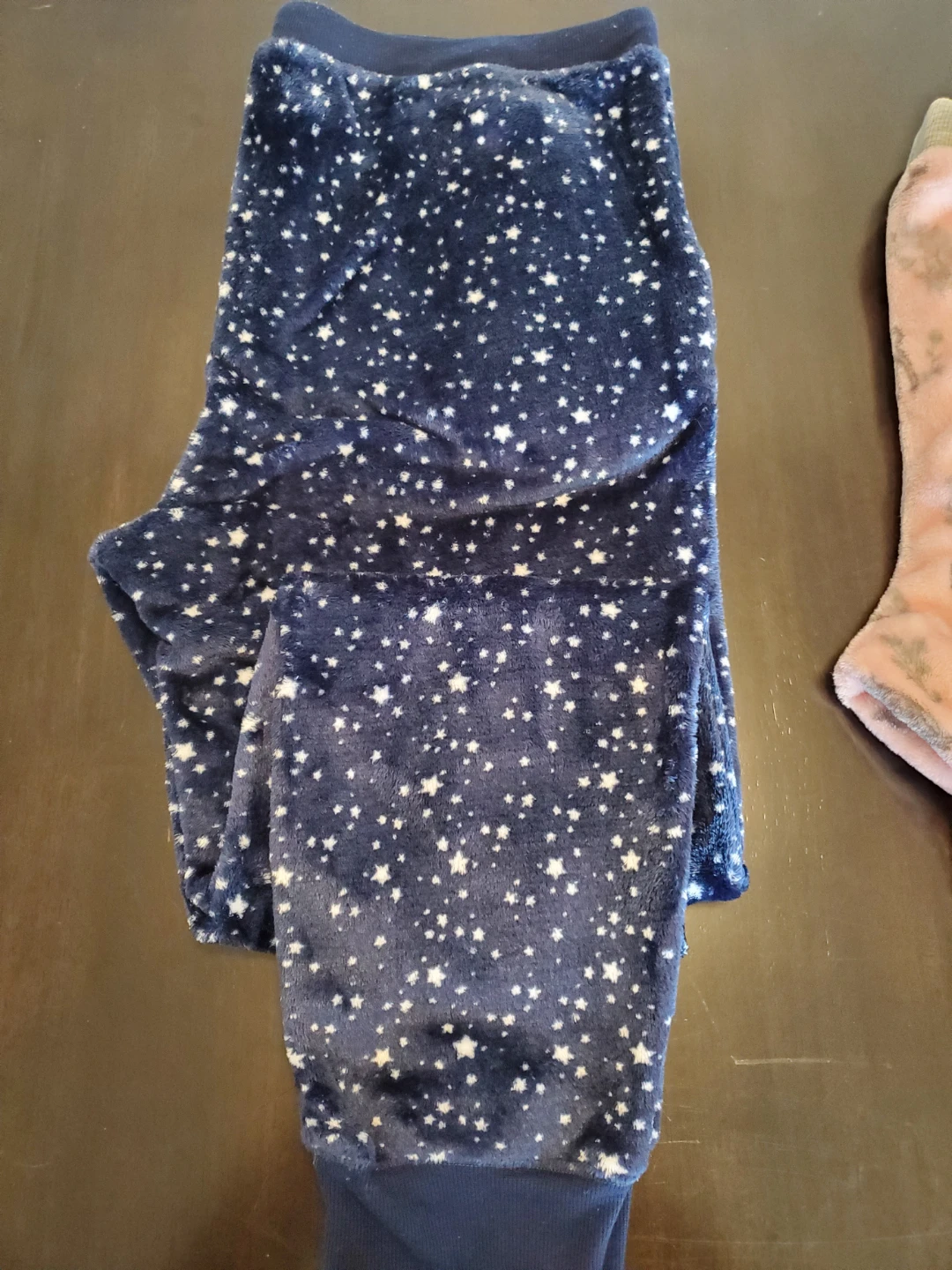 Plus size Navy Blue Star Print Fleece Pajama Pants