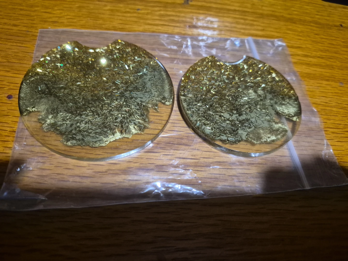 Gold Glitter Resin Coasters - Set of 2 - photo 2