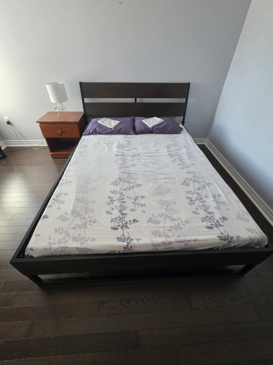 Ikea queen bed with Matress, side table & lamp - photo 2