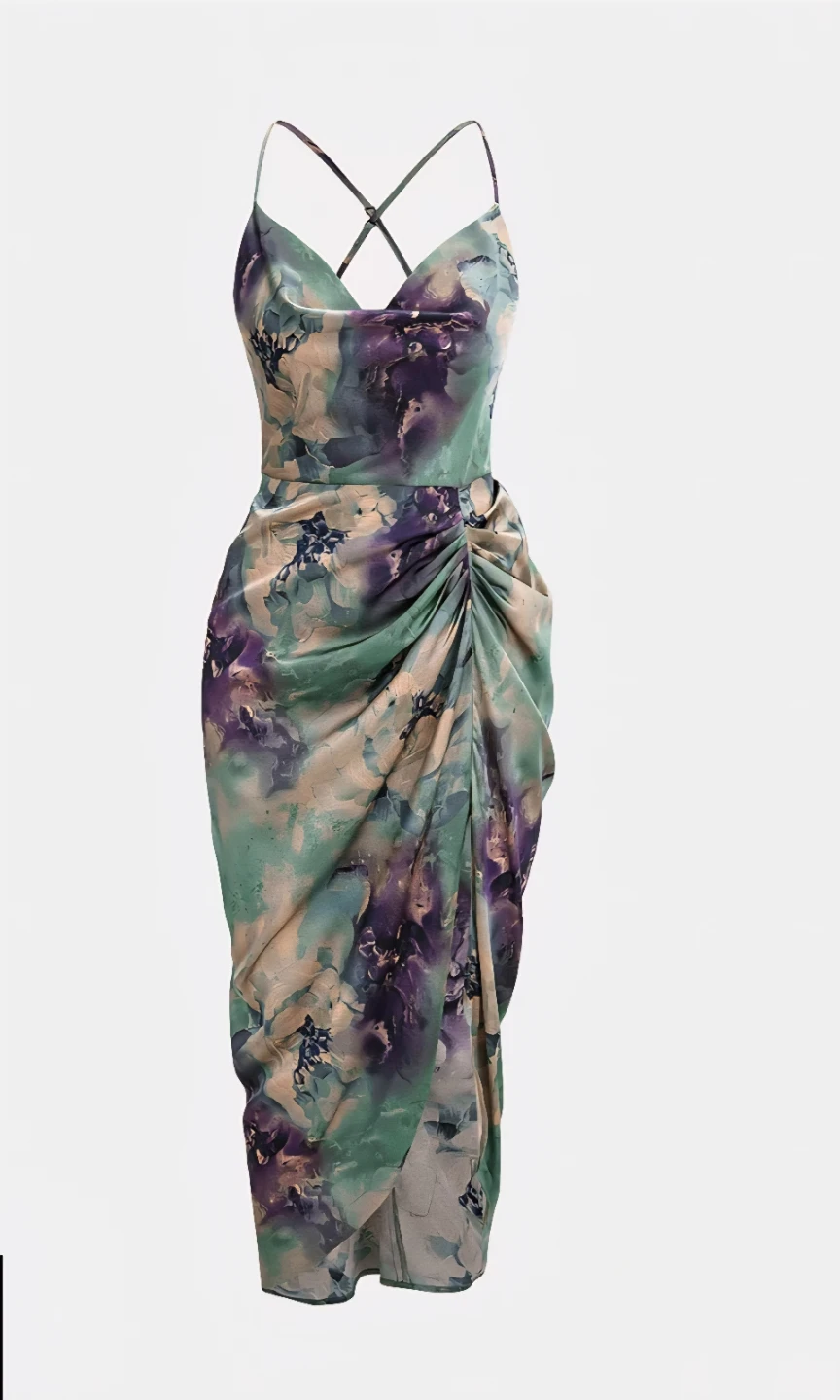 Floral Ruched Midi Dress