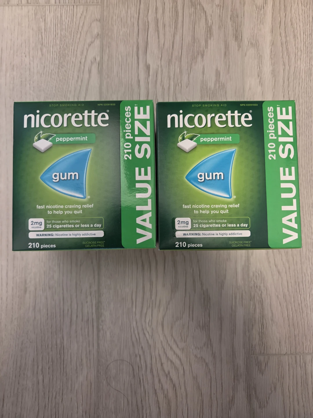 2 x Nicorette 2mg Mint Gum - 210 Pieces