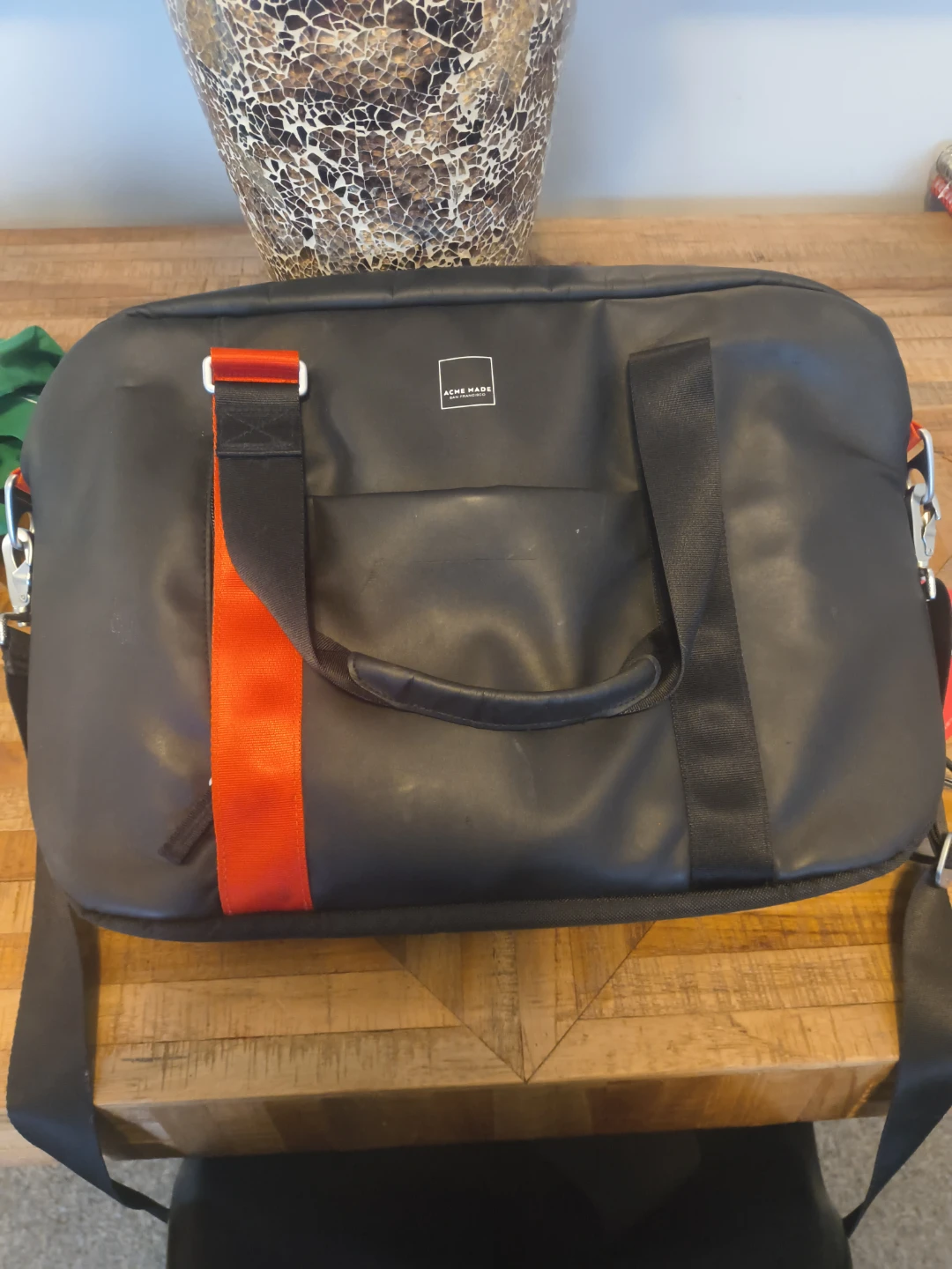 Acme Made Black Duffel Bag with Red Accents