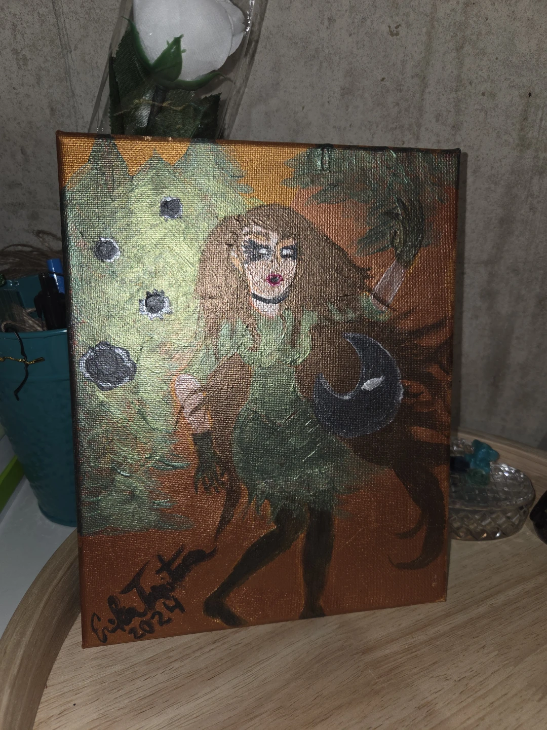 Original Painting of Woman with Moon - photo 2