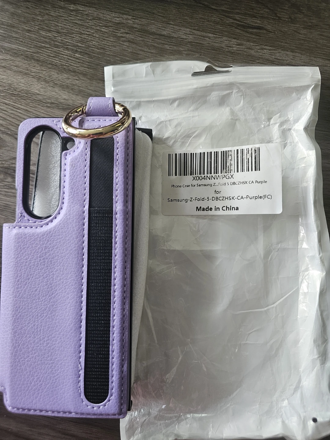 Purple Leather Phone Case with Ring for Samsung Z-Fold 5 - photo 3