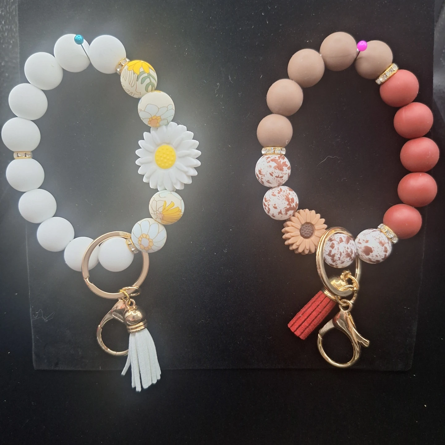 Beaded Keychain Bracelet with Tassel