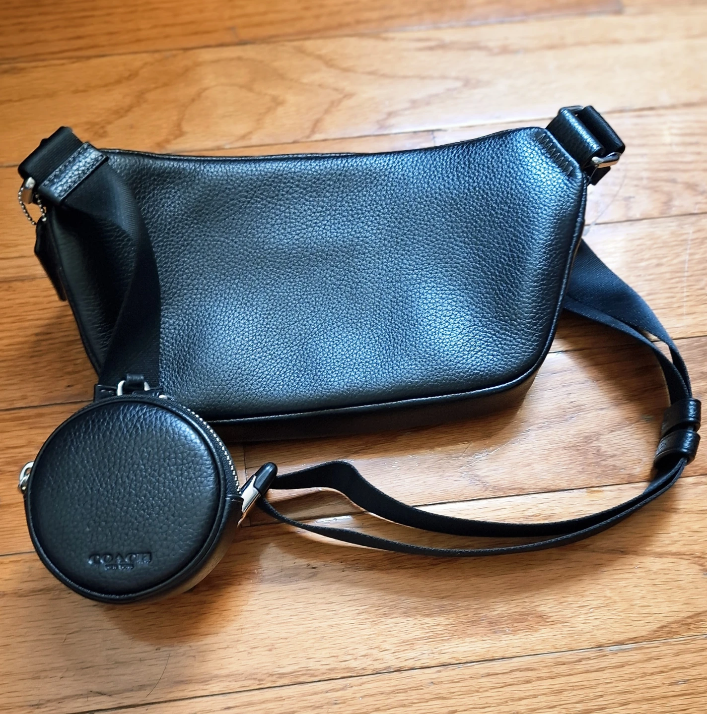 Coach Black Pebbled Leather Belt Bag with Coin Pouch - photo 3