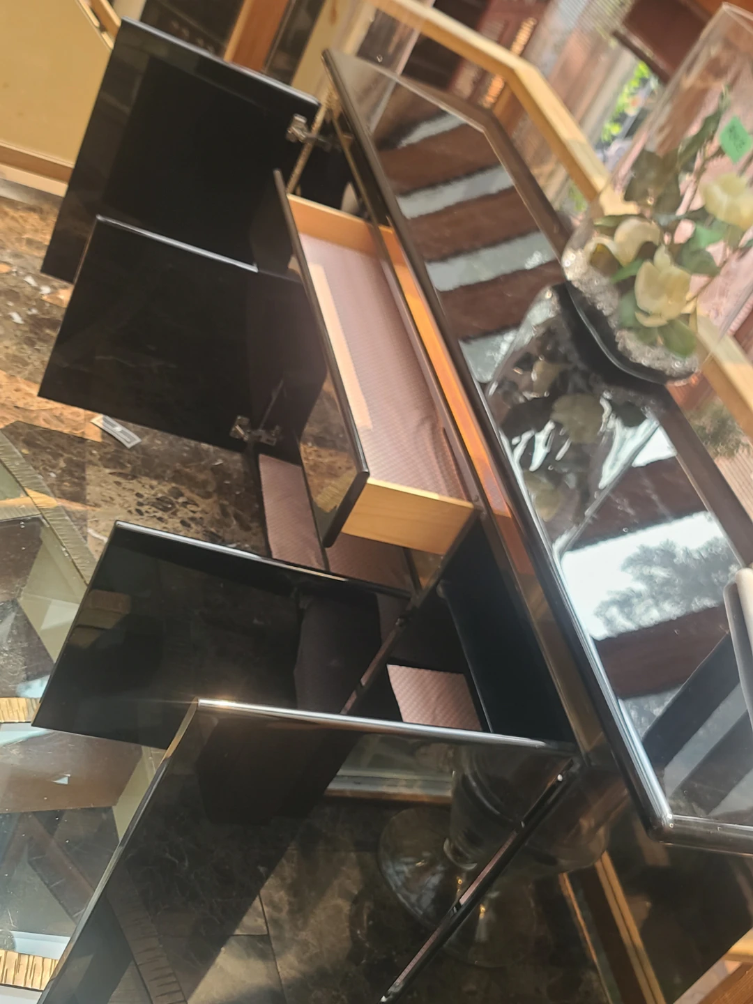 Black Lacquer and Brass Sideboard Buffet - photo 2