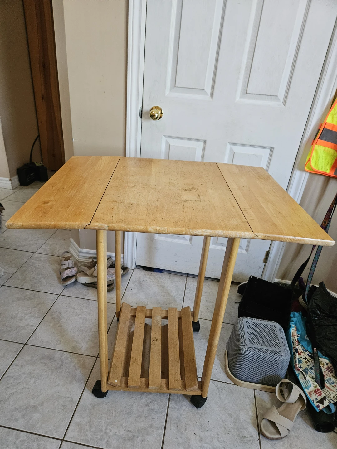 Wooden Drop Leaf Kitchen Cart Table - photo 2