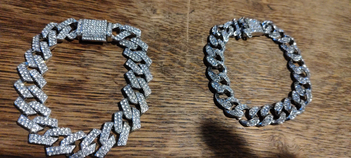 Two Diamond Encrusted Cuban Link Bracelets