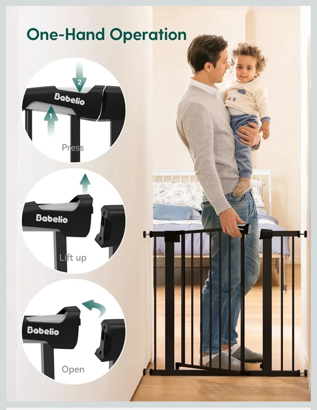 Babelio Metal Baby Gate - Black, 26-40" Wide - photo 5