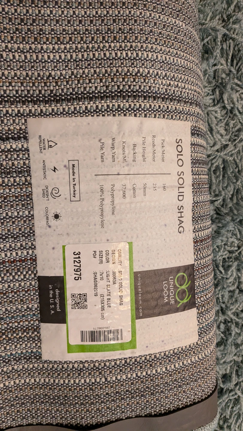 Unique Loom Solo Solid Shag Rug, incl. Underpad, 10' x 7' - photo 3