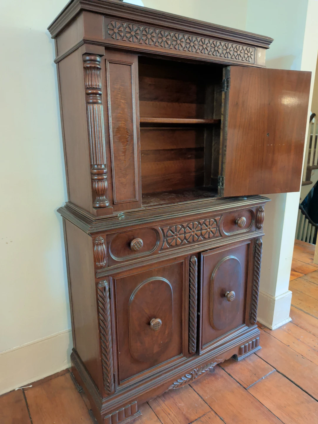 Vintage Wooden Cabinet with Doors and Drawers - photo 2