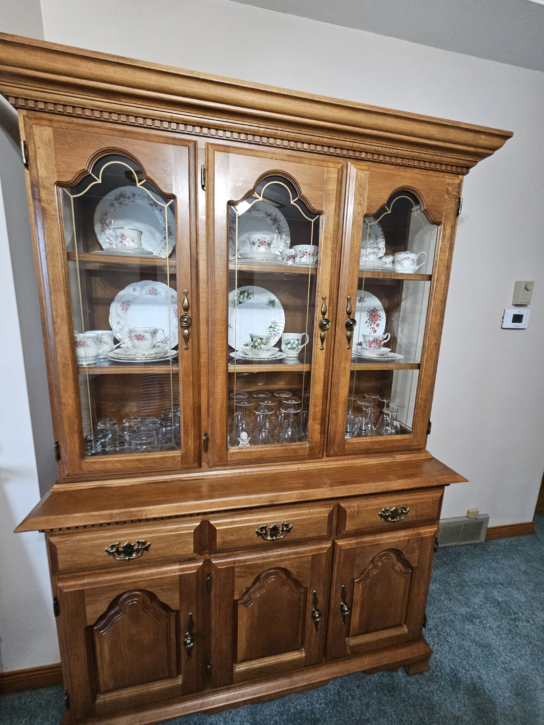 Wooden China Cabinet with Glass Doors