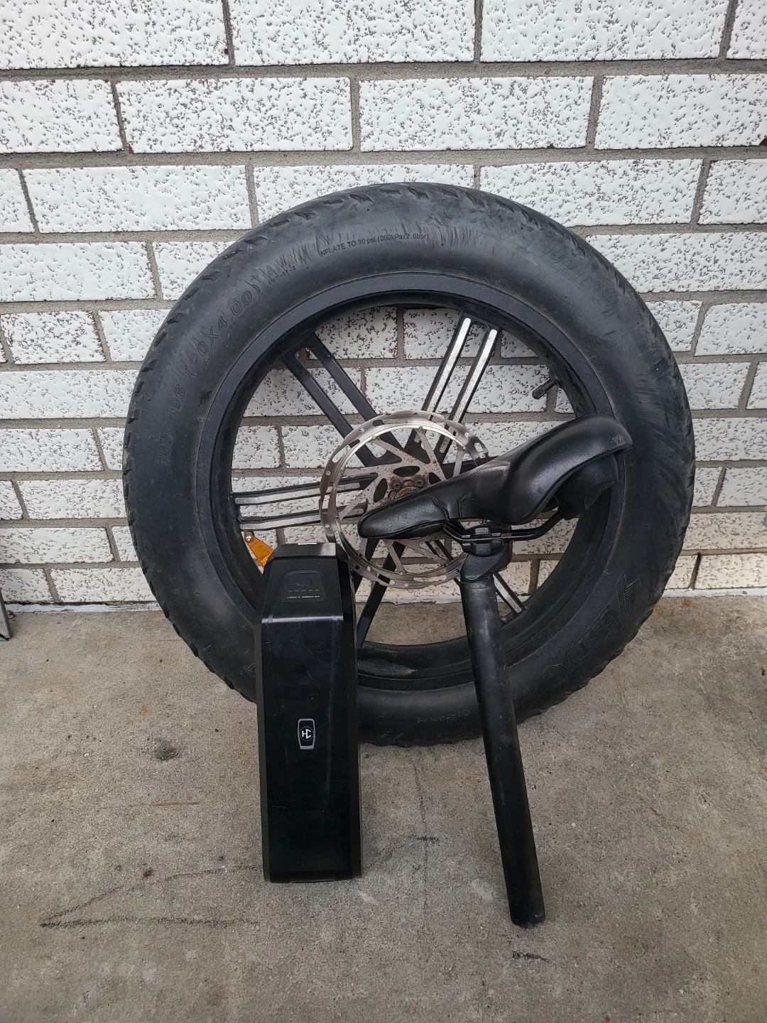 20-inch Fat Bike Wheel, Seat, and Battery Pack